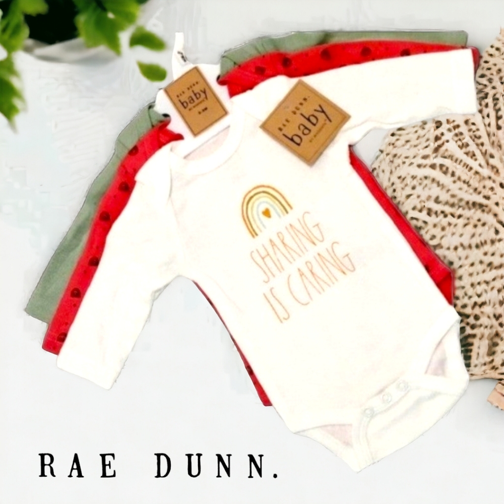 Rae dunn infant 0-3 months fall longsleve onsies bundle 3pc nwt